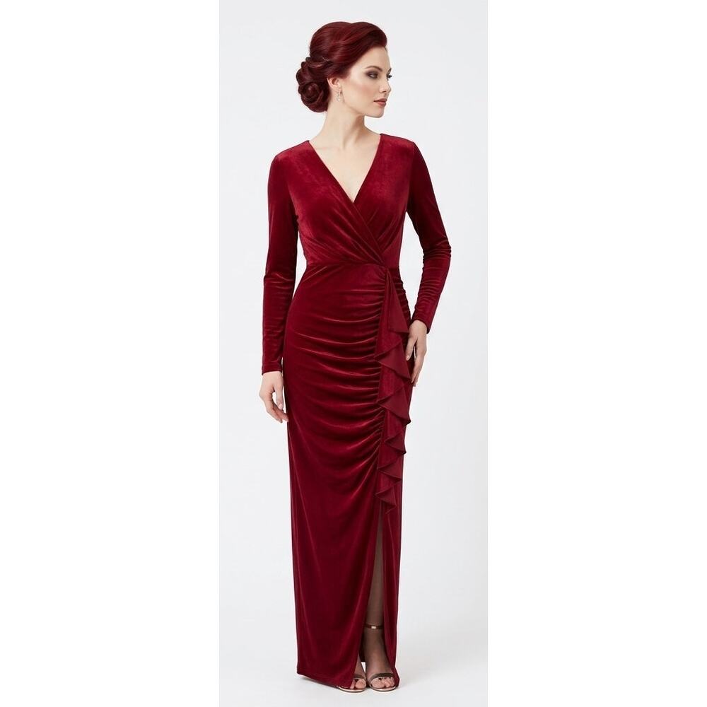shein burgundy formal dress | Dresses | Shein Womens Evening Gown Large Polyester Elastane Ruffled SID-FD12607P2281 Making Versace Dress Lily My Actual Bust is:56